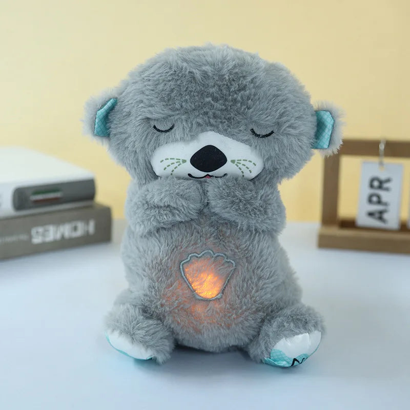 Breathing Otter Baby Sleep and Playmate Otter Musical Stuffed Plush Toy with Light Sound Newborn Sensory Comfortable Baby Gifts