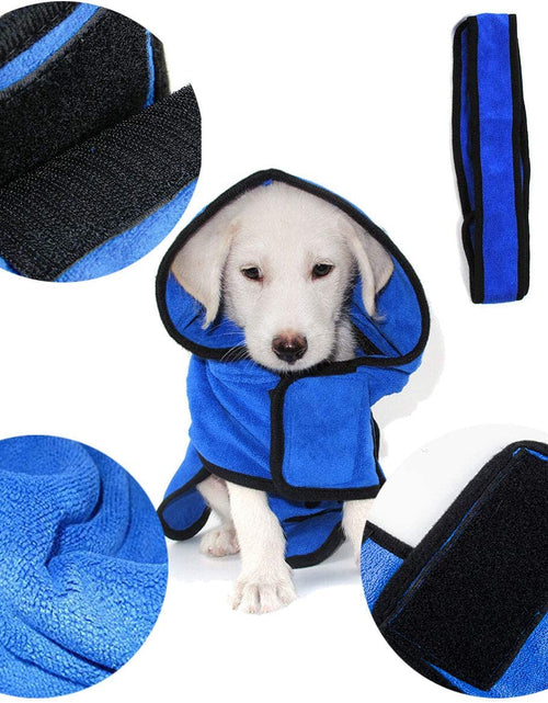 Load image into Gallery viewer, Microfiber Dog Bathrobe, Quick Drying Pet Bath Robe, Pets Super Absorbent Towel for Dogs and Cats, Machine Washable-Blue
