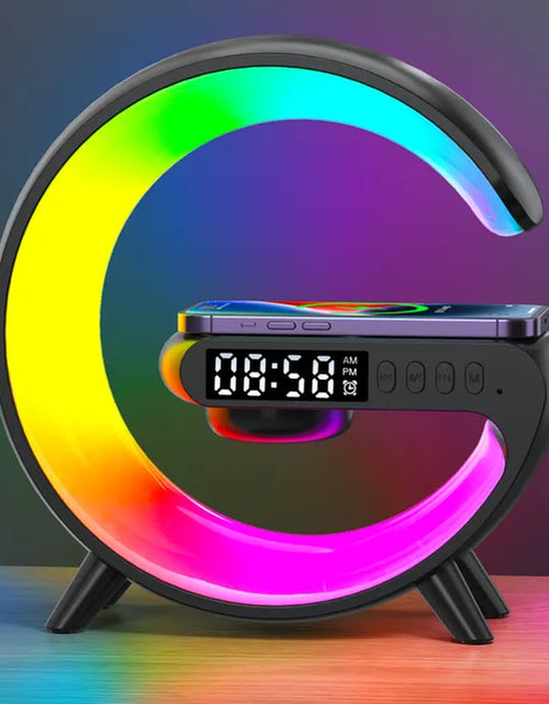 Load image into Gallery viewer, Multifunctional Wireless Charger Stand Pad Alarm Clock Speaker RGB Light Fast Charging Station for Iphone X 11 12 13 14 Samsung
