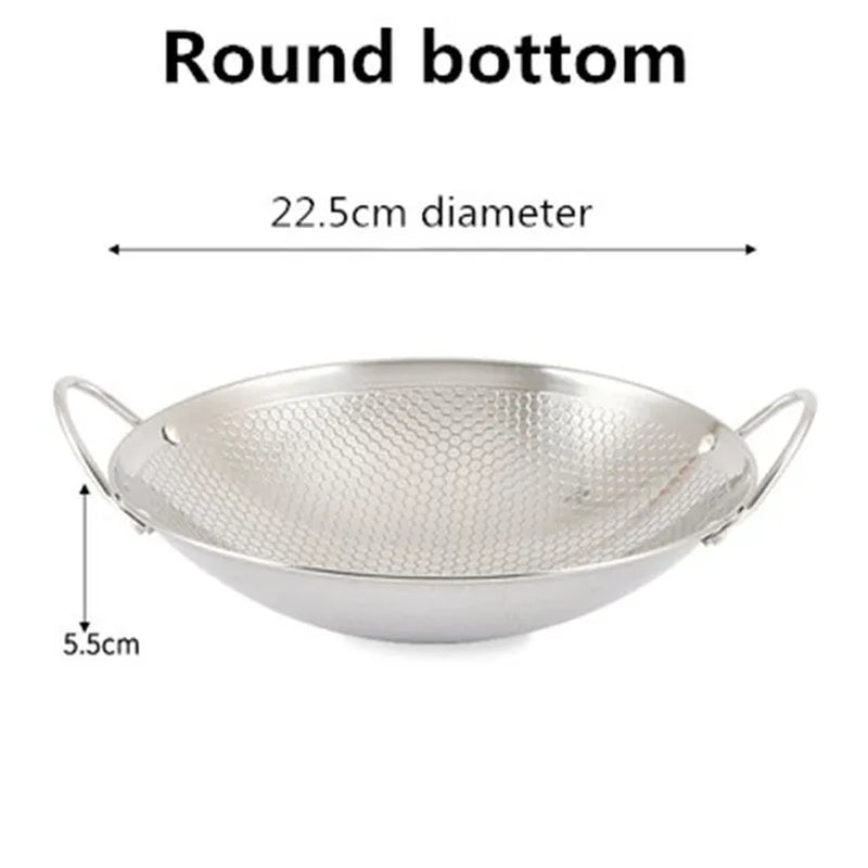 Stainless Steel Dry Pot round Bottom Small Pot Thickened Double Ear Non-Stick Pot Bar Tripod Hot Pot Cooker Hotpot Pots and Pans