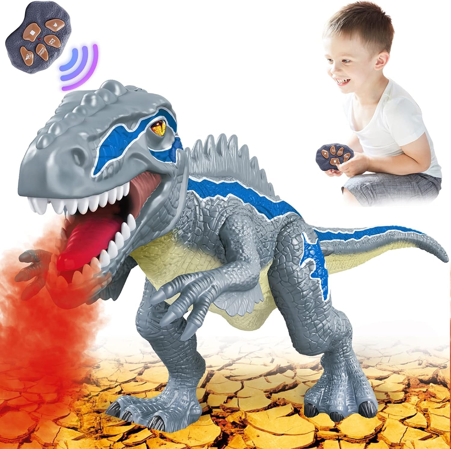 Dinosaur Toys for 3-5 Year Old Boys Girls, Electronic Dinosaur Toy Walking with LED Light up Roaring Realistic Simulation Sounds Dino Remote Control Dinosaur Toys for Kids Gifts Age 3 4 5 6 7