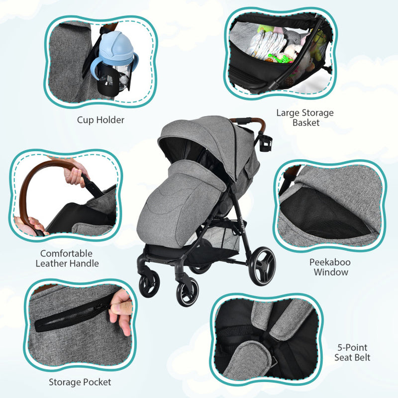 High Landscape Baby Stroller with Easy One-Hand Fold Design