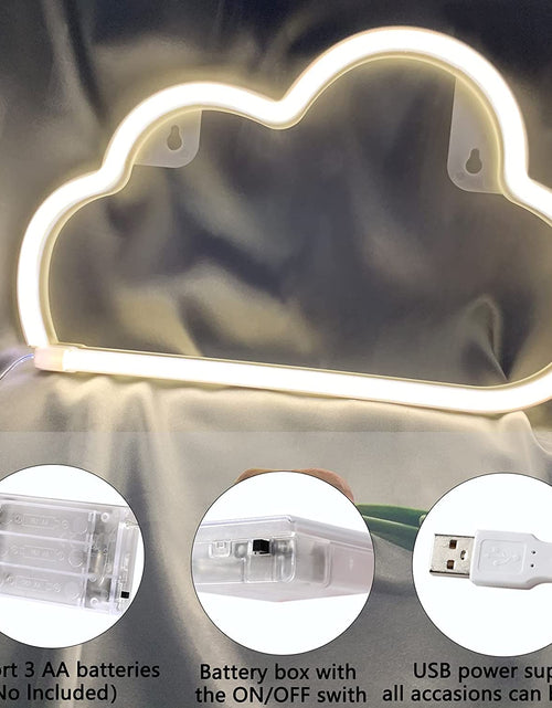 Load image into Gallery viewer, Cloud Neon Signs, LED Cloud Neon Light for Wall Decor, Battery or USB Powered Cloud Sign Shaped Decoration Wall Lights for Bedroom Aesthetic Teen Girl Kid Room Christmas Birthday Wedding Party White
