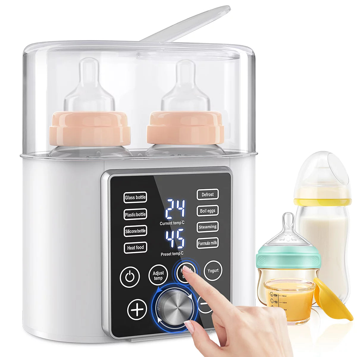 9-In-1 Bottle Warmer, Double Baby Fast Milk Warmer Babies Food Heater & Defrost