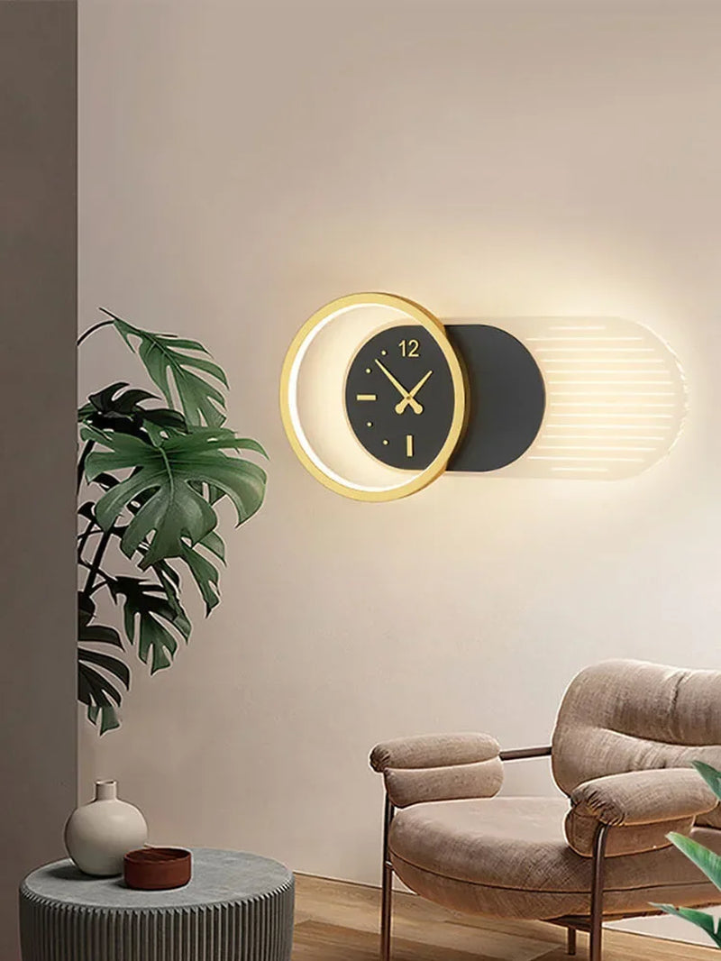 Modern LED Wall Lamp Clock Sconce for Bedroom Bedside Living Dining Room Aisle Porch Corridor Home Decor Lighting Fixture Luster