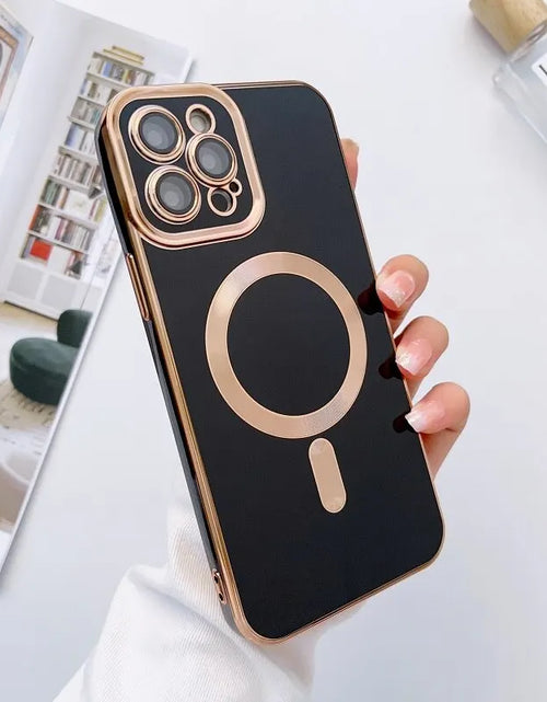 Load image into Gallery viewer, JASTER Luxury Electroplated Magnetic Wireless Charge Case for  15 14 13 12 11 Pro Max Soft Silicone Shockproof Back Cover
