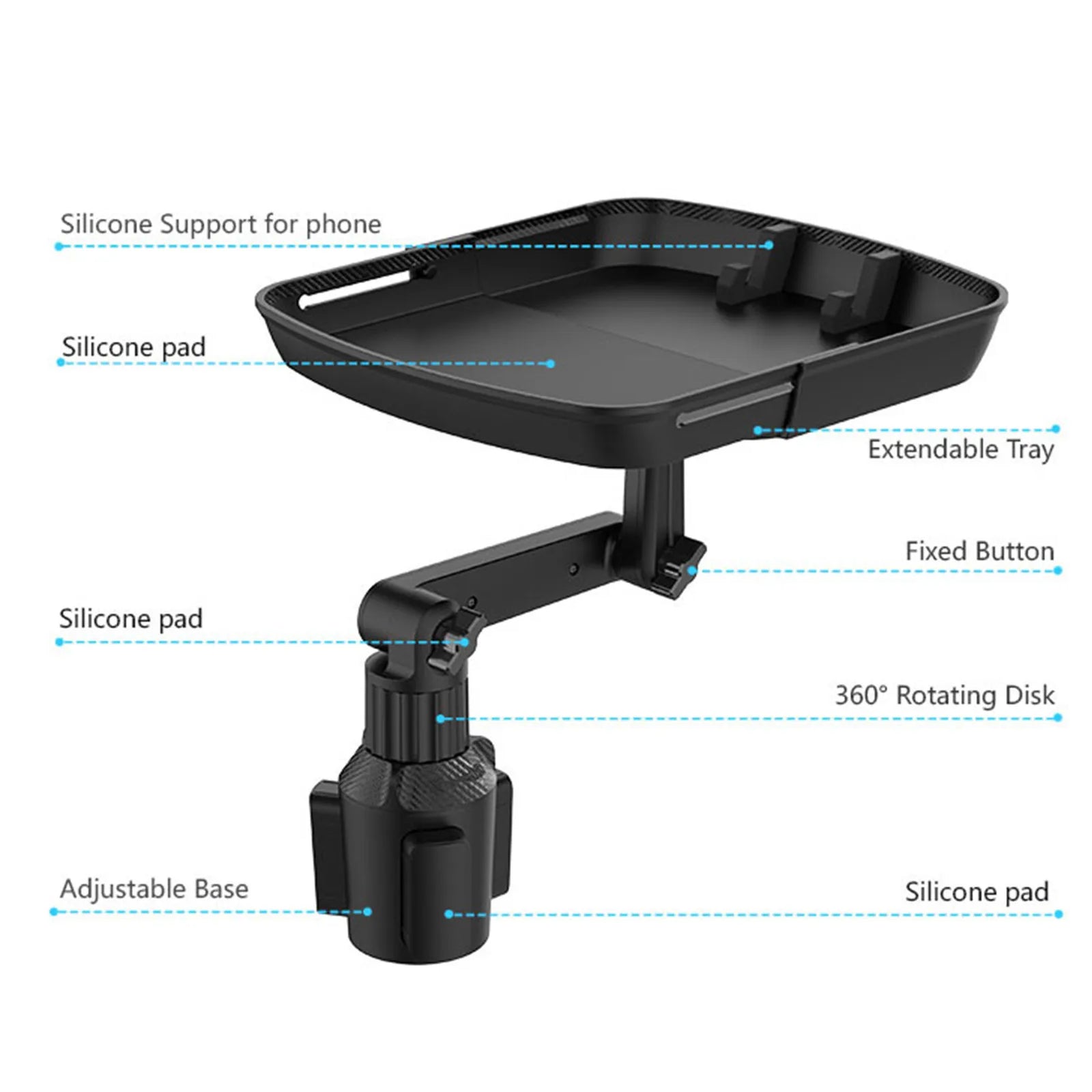 Cup Holder Tray for Car Car Tray Table Passenger Seats 360 Adjustable Stretchable Non-Slip Car Tray for Eating Portable Car