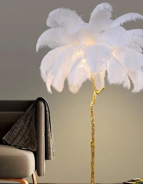 Load image into Gallery viewer, Modern Led Floor Nordic Ostrich Feather Lamp Gold Resin Luxury Reading Lamp Living Room Decoration Led Standing Lamp
