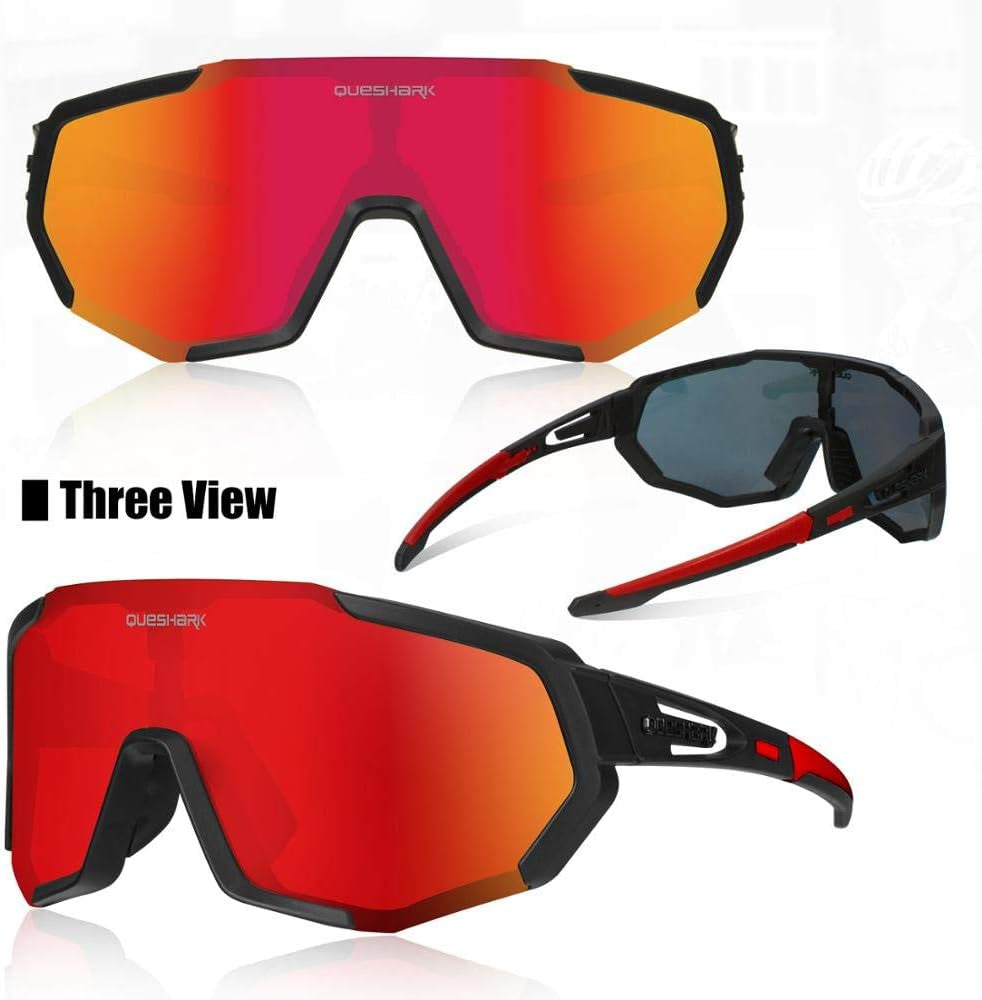 Cycling Glasses Polarized Sports Sunglasses for Men Women with 3 Lens Running Driving Fishing Baseball