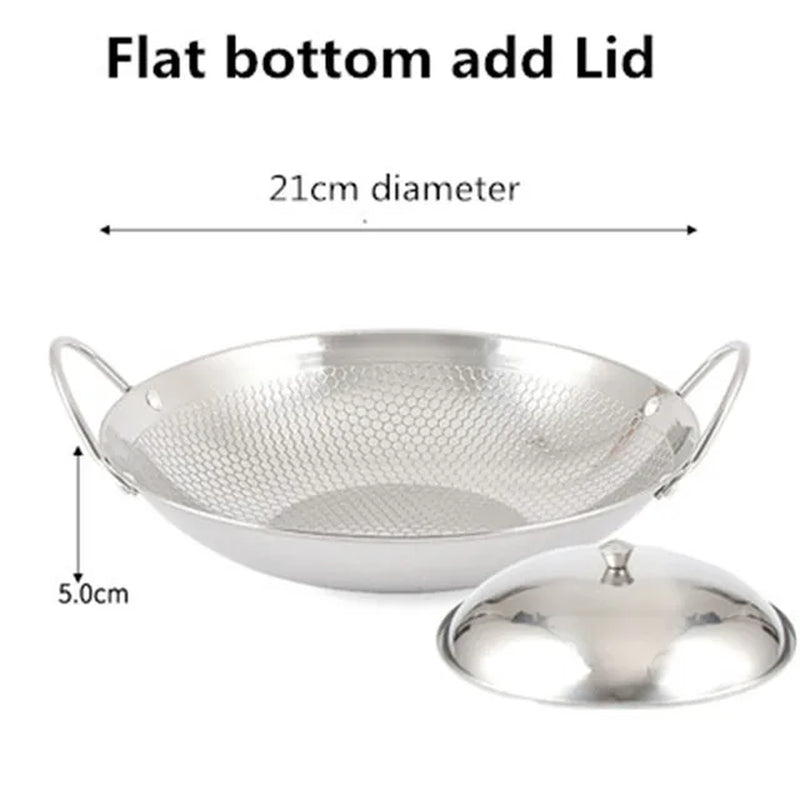 Stainless Steel Dry Pot round Bottom Small Pot Thickened Double Ear Non-Stick Pot Bar Tripod Hot Pot Cooker Hotpot Pots and Pans