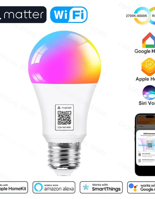 Load image into Gallery viewer, Matter Smart Light Bulb RGB E27 Wifi Led Bulb Smart Home Works with Alexa Google Home Apple Home Homekit Smartthings Siri
