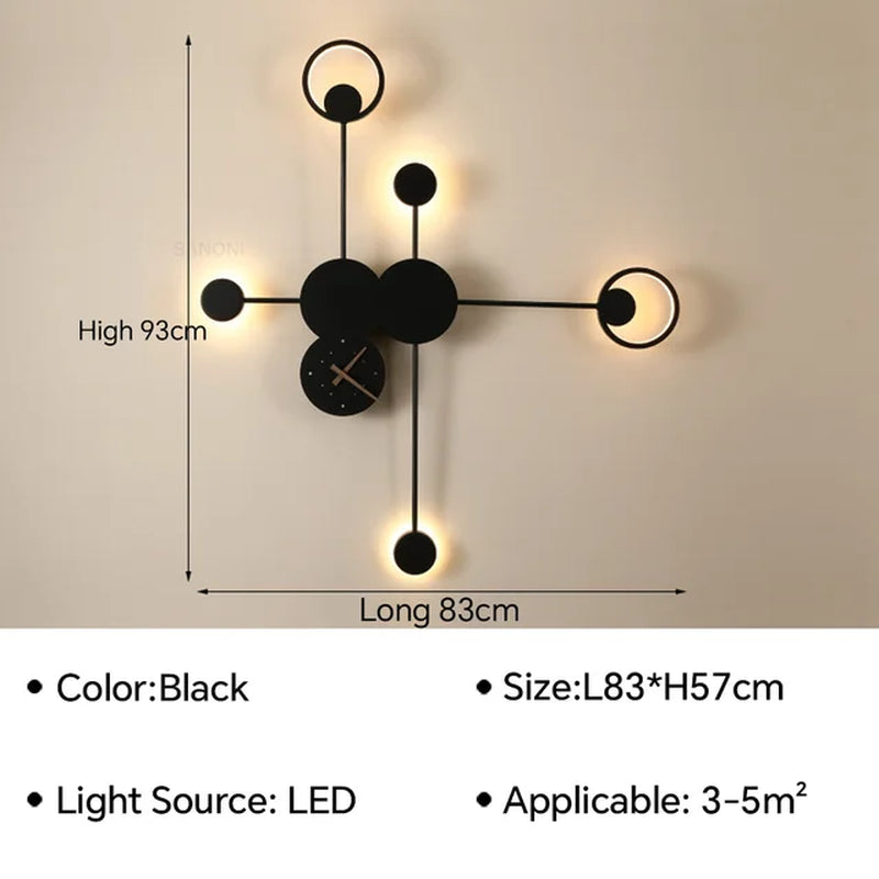 Modern LED Wall Lamp Clock Sconce for Bedroom Bedside Living Dining Room Aisle Porch Corridor Home Decor Lighting Fixture Luster