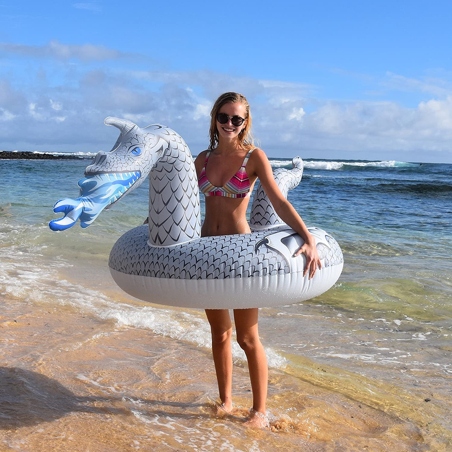 Dragon Party Tube Inflatable Rafts - Choose from Fire Dragon and Ice Dragon, Pool Floats for Adults and Kids