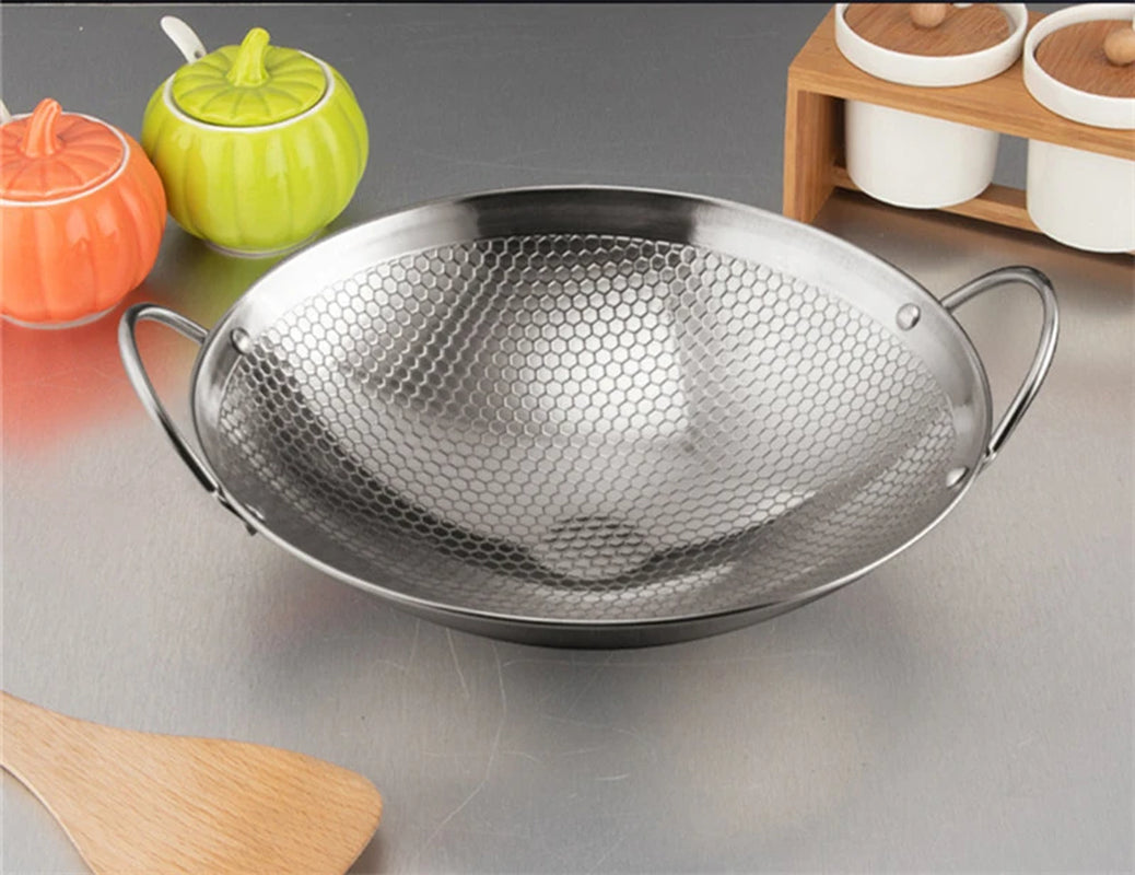 Stainless Steel Dry Pot round Bottom Small Pot Thickened Double Ear Non-Stick Pot Bar Tripod Hot Pot Cooker Hotpot Pots and Pans